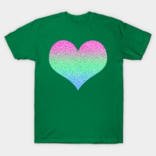 Ombré polysexuality colours and white swirls doodles heart T-Shirt